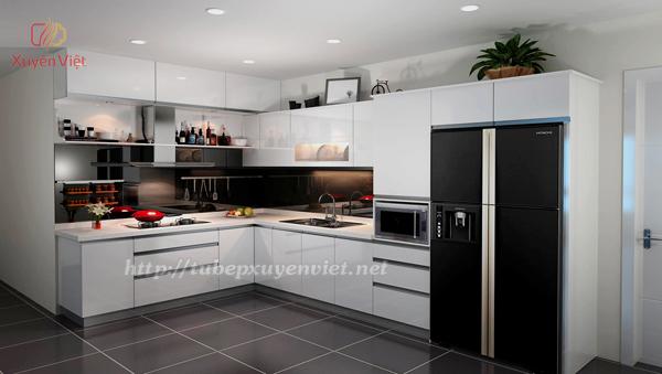 Thiết kế tủ bếp hiện đại bằng nhựa pvc FOAM nhà anh Chị Linh -  Hà Nội