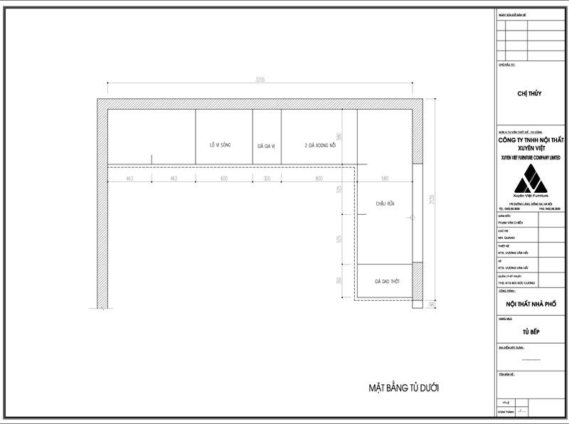 Thiết kế công năng tủ bếp chị Thủy