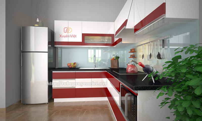 Mẫu tủ bếp đẹp chữ L nhà chị Hạnh - Khương Trung, Hà Nội