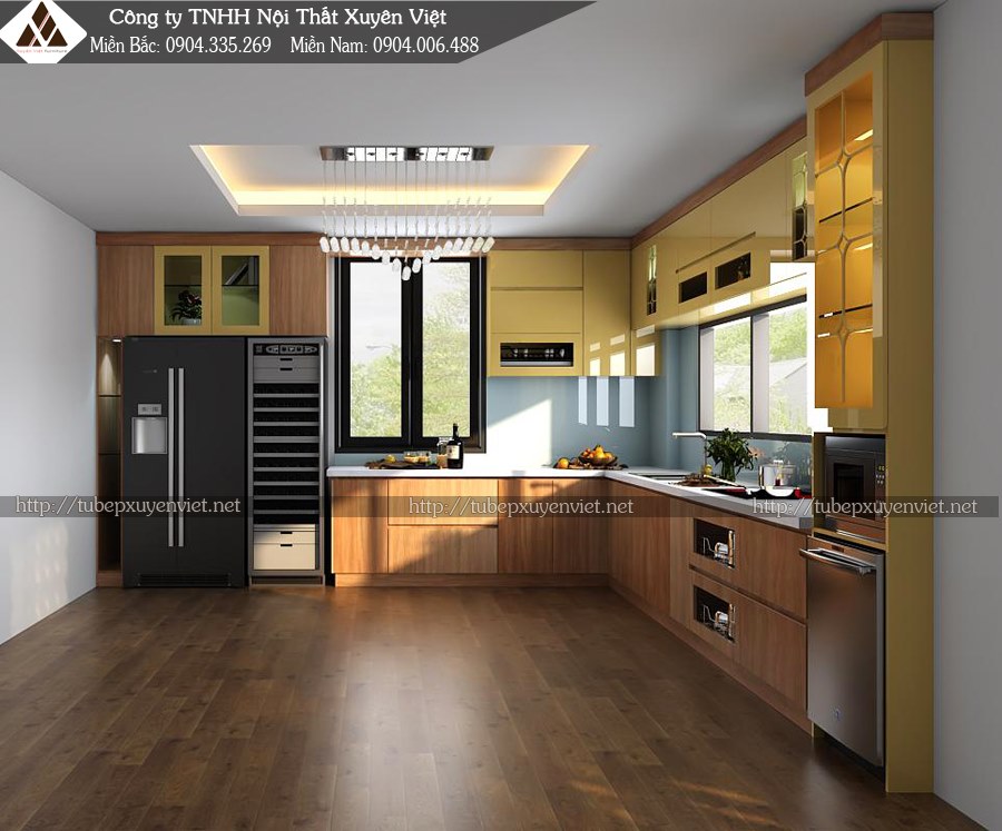 Tủ bếp màu vân gỗ tạo cảm giác ấm áp, gần gũi, và giúp bạn tận hưởng những khoảnh khắc ấn tượng nhất trong không gian bếp của mình. Với tông màu nam tính và đường nét thiết kế tinh tế, tủ bếp này sẽ tạo ra một không gian bếp hiện đại và sang trọng. Hãy xem hình ảnh liên quan để cảm nhận được vẻ đẹp độc đáo của tủ bếp này.