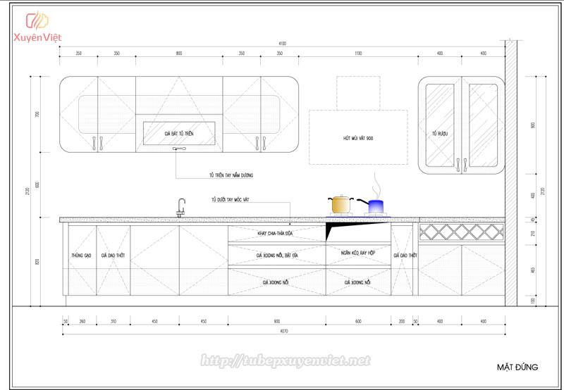Thiết kế tủ bếp chữ i nhà cô Hải - Hải Phòng