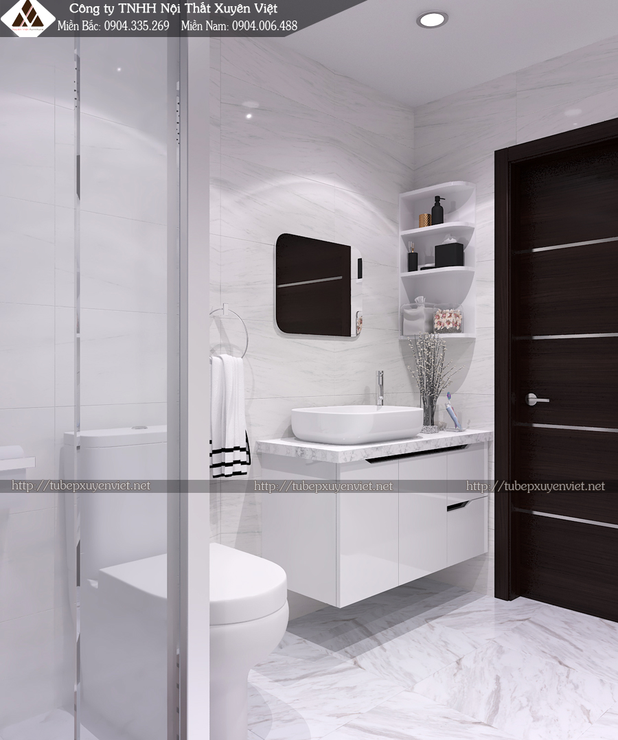 Bộ tủ lavabo đẹp màu trắng XVL670