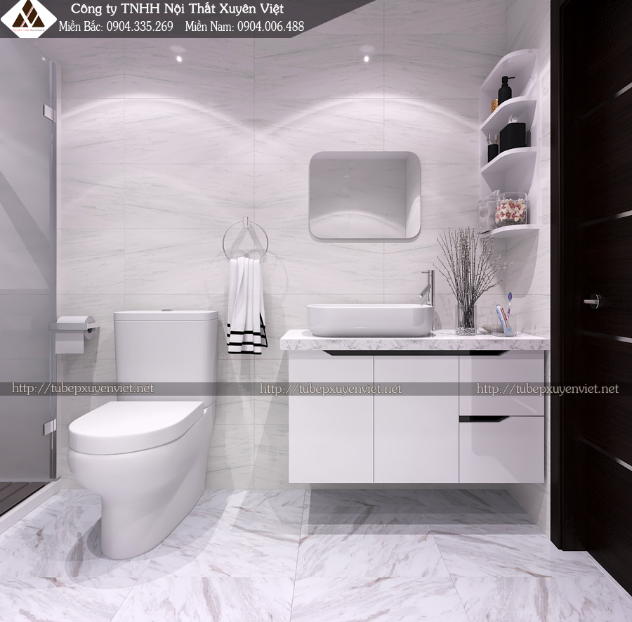 Bộ tủ lavabo đẹp màu trắng XVL670