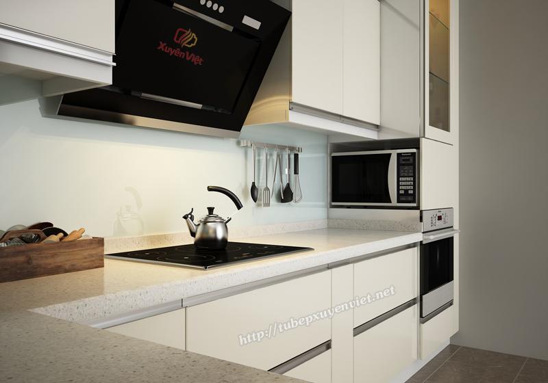 Mẫu tủ bếp đẹp màu trắng được cải tạo lại nhà chị Hương - Đội Cấn, Hà Nội