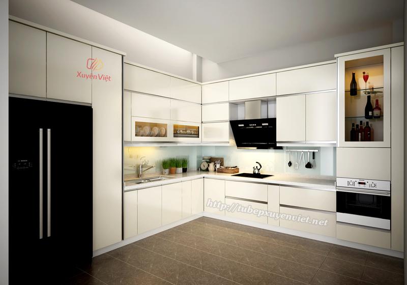 Mẫu tủ bếp đẹp màu trắng được cải tạo lại nhà chị Hương - Đội Cấn, Hà Nội