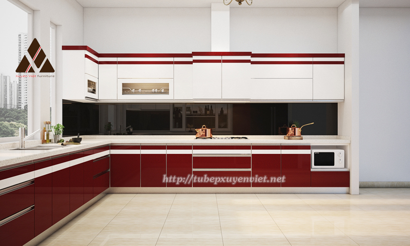 Mẫu tủ bếp đẹp chữ u hiện đại nhà anh Đô - Phú Thọ