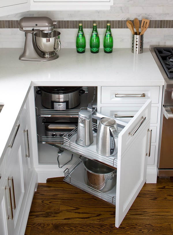 Nội thất tủ bếp đẹp thông minh với giá góc liên hoàn