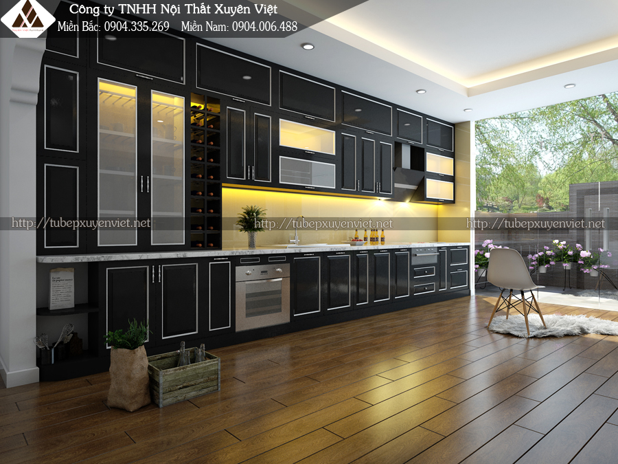 mẫu thiết kế tủ bếp tân cổ điển nhà anh Nhân - Gamuda Hà Nội