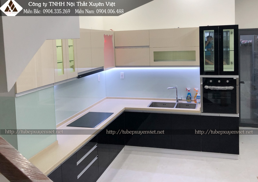 Tủ bếp hiện đại acrylic nhựa PVC chị Hoa quận 8 bản vẽ
