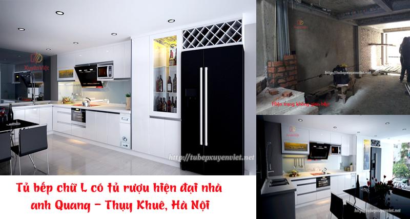 Tủ bếp đẹp bằng nhựa nhà anh Quan g- Thụy Khuê, Hà Nội