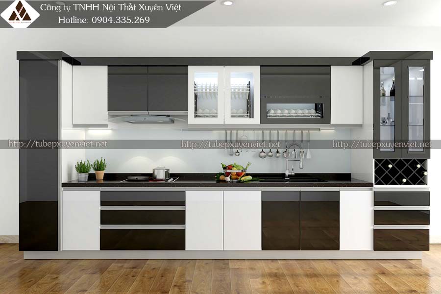 Tủ bếp đẹp bằng nhựa PVC nhà anh Hà - Kim Giang, Hà Nội