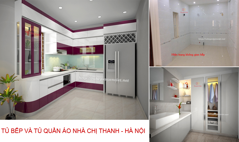 Tủ bếp đẹp chữ L nhà chị Thanh - Hà Nội