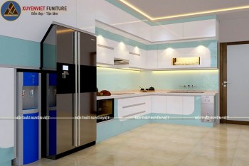 Tủ bếp đẹp chữ L hiện đại nhà chị Trang - Bến Láng, Hải Phòng