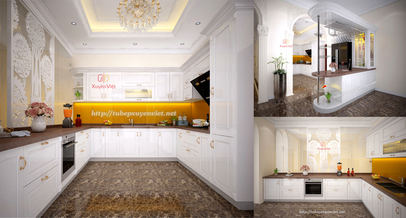Tủ bếp đẹp cho nhà biệt thự anh Cường - Quảng  Ninh