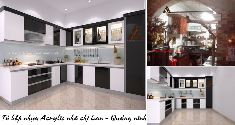 Tủ bếp đẹp thay thế tủ gỗ nhà chị Lan - Quảng Ninh