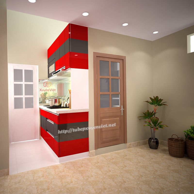 Tủ bếp mini chữ i nhà nhỏ nhà anh phú - Mã Mây, Hà Nội
