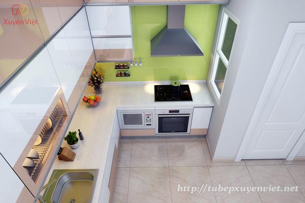 Không gian tủ bếp với góc nhìn từ phía trên