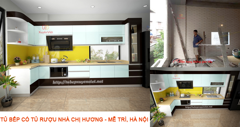 Tủ bếp nhựa cao cấp cho nhà chị Hương - Mễ Trì, Hà Nội