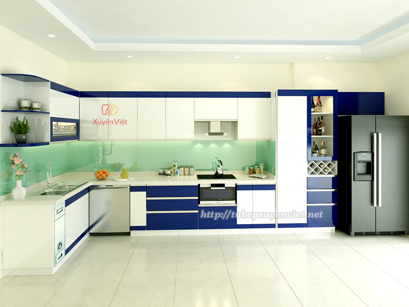 Tủ bếp đẹp bằng nhựa pvc nhà bác Hiền - Bắc Ninh