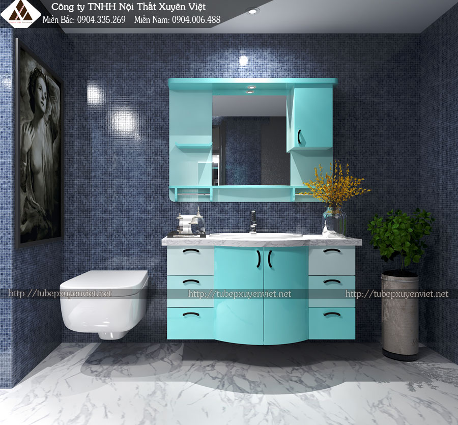 Tủ lavabo đẹp độc đáo XVL708 màu xanh pastel